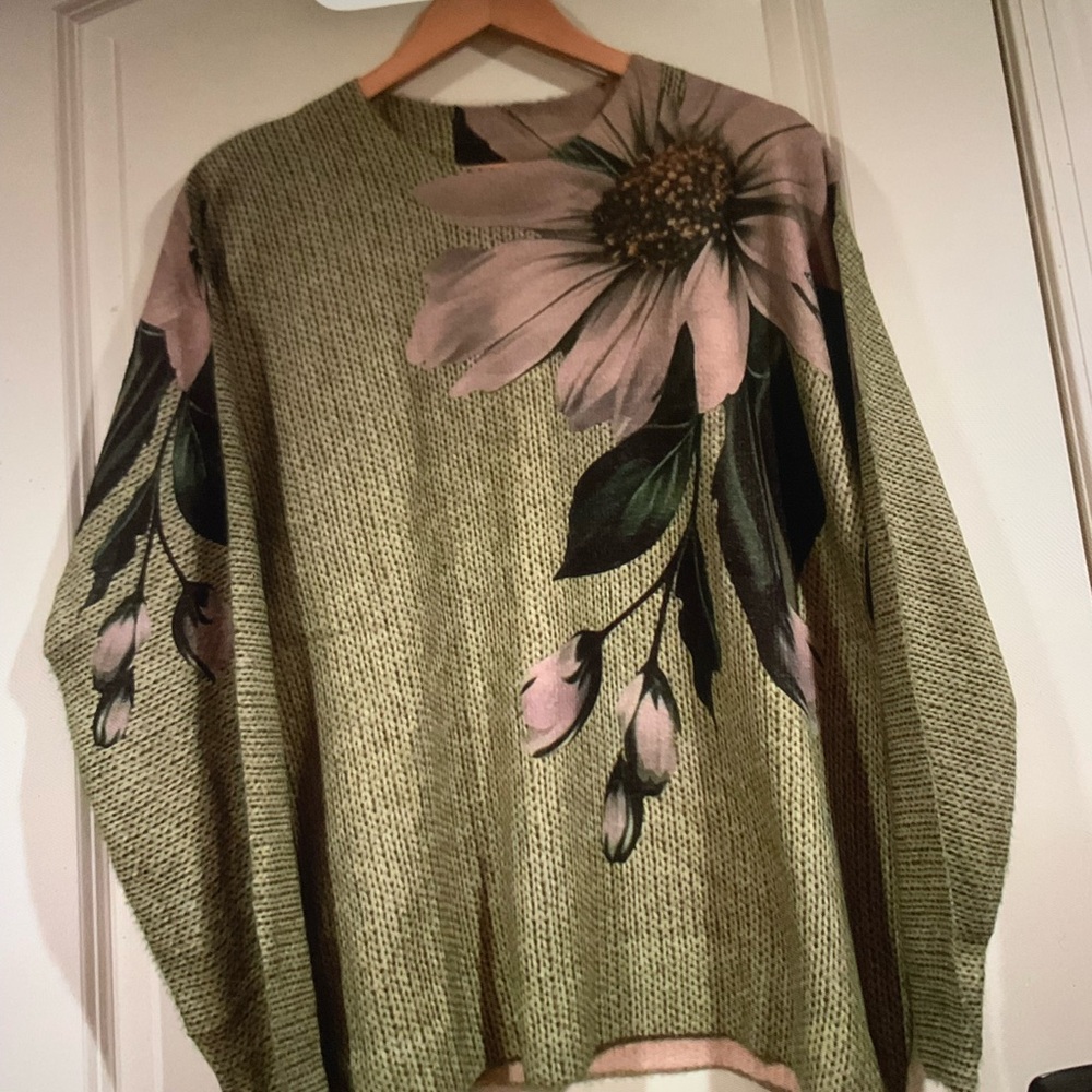 Floral Green Sweater